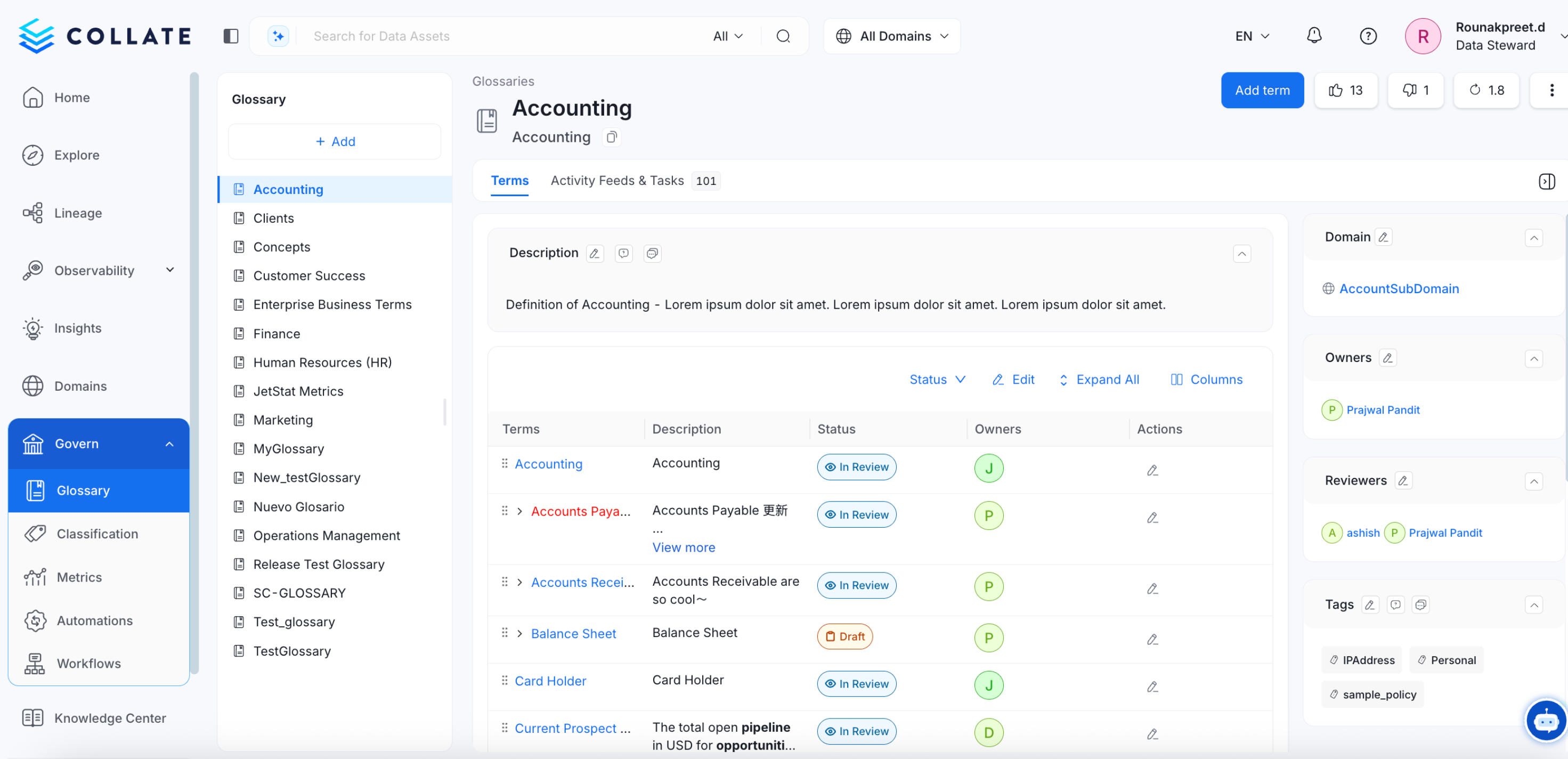 Add a New Glossary